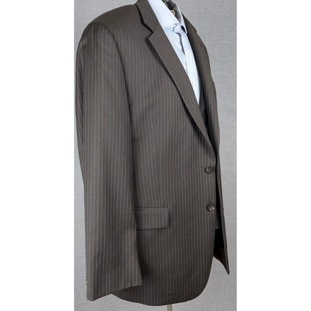 Ralph Lauren Mens 43R Brown Blue Pinstripe 100% Wool 2 Button Blazer Coat